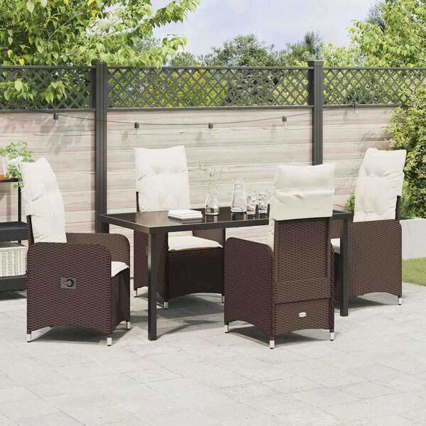 vidaXL Ensemble de salle à manger pour jardin 5 pcs Marron Poly rotin