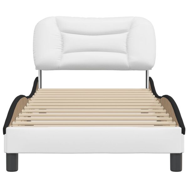 vidaXL Cadre de lit sans matelas Hvar blanc et noir 90x200 cm similicuir