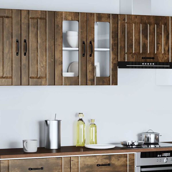 vidaXL Armoire murale de cuisine avec porte vitr&eacute;e "Lucca" Ch&ecirc;ne fum&eacute; Bois d'ing&eacute;nierie