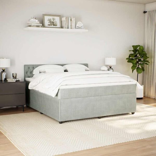 vidaXL Sommier &agrave; lattes de lit et matelas Gris clair 180x200cm Velours