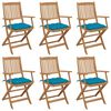vidaXL Chaises pliantes 6 pi&egrave;ces avec coussins en bois d'acacia massif