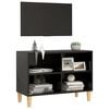 vidaXL Meuble TV avec pieds en bois massif Noir 69,5x30x50 cm