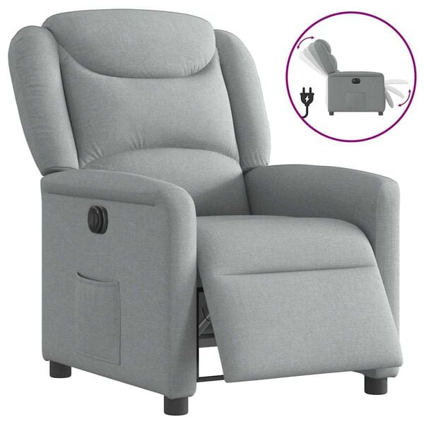 vidaXL Fauteuil inclinable &eacute;lectrique Gris clair Tissu