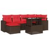 vidaXL Ensemble de canap&eacute; de jardin 7 pcs avec coussins marron r&eacute;sine tress&eacute;e