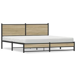 vidaXL Cadre de lit en m&eacute;tal sans matelas ch&ecirc;ne sonoma 180x200 cm