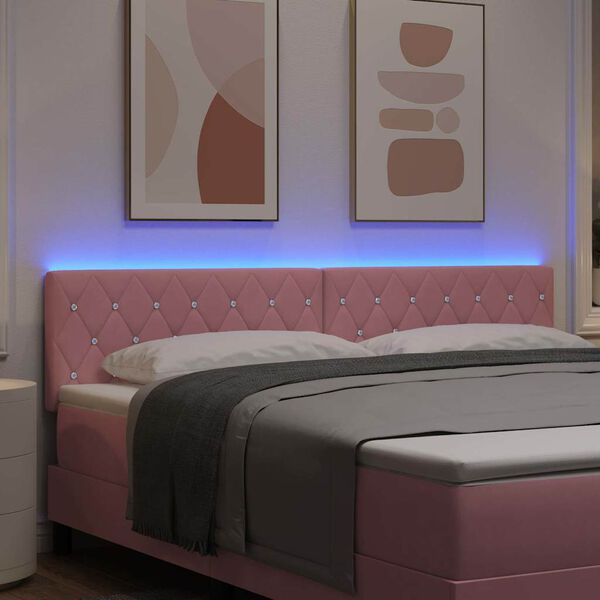 vidaXL T&ecirc;te de lit LED avec bandes LED Rose 180 cm Velours