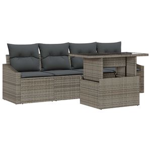 vidaXL Ensemble de canap&eacute; de jardin 5 pc Gris polyrotin