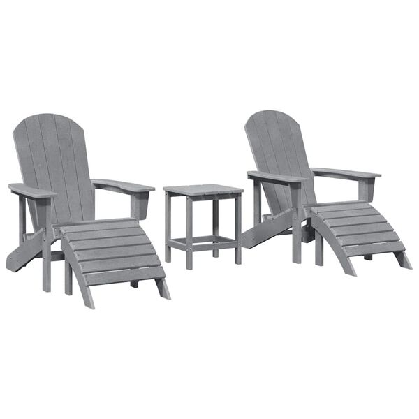 vidaXL Chaise de jardin 3 pcs Gris clair Poly&eacute;thyl&egrave;ne