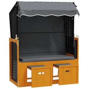 vidaXL Strandkorb avec auvent r&eacute;sine tress&eacute;e et bois solide anthracite