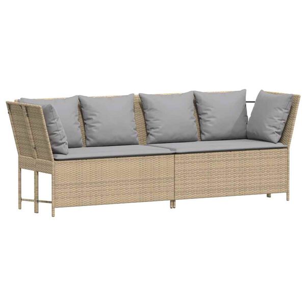 vidaXL Canap&eacute; de jardin avec coussins beige r&eacute;sine tress&eacute;e