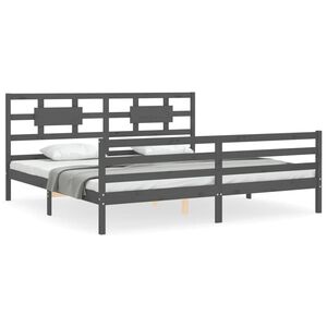 vidaXL Cadre de lit sans matelas gris 200x200 cm bois massif