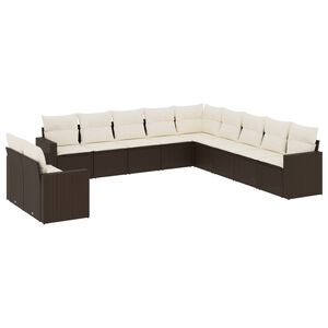 vidaXL Salon de jardin et coussins 11 pcs marron r&eacute;sine tress&eacute;e