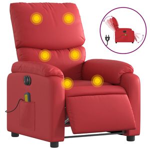 vidaXL Fauteuil de massage inclinable &eacute;lectrique rouge similicuir