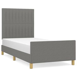 vidaXL Cadre de lit sans matelas gris fonc&eacute; 90x190 cm tissu
