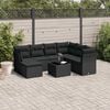 vidaXL Salon de jardin 8 pcs avec coussins noir résine tressée