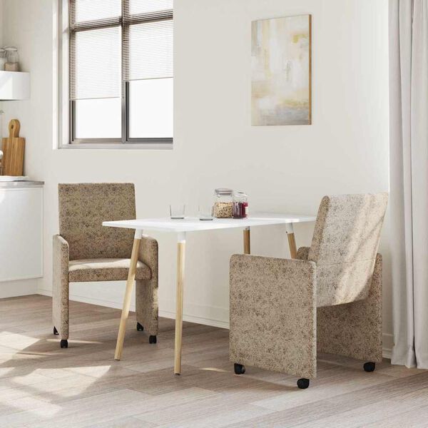 vidaXL Chaises de Salle &agrave; Manger avec Roues 2 pcs Gris clair