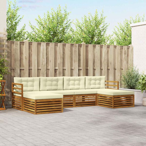 vidaXL Ensembles de canap&eacute;s avec coussin 6 pcs Naturel et Cr&egrave;me