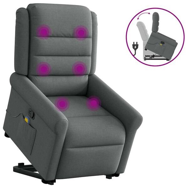 vidaXL Fauteuil de massage inclinable Gris fonc&eacute; Tissu