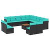 vidaXL Salon de jardin avec coussins 14 pcs noir r&eacute;sine tress&eacute;e