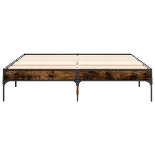 vidaXL Cadre de lit sans matelas chêne fumé 135x190 cm