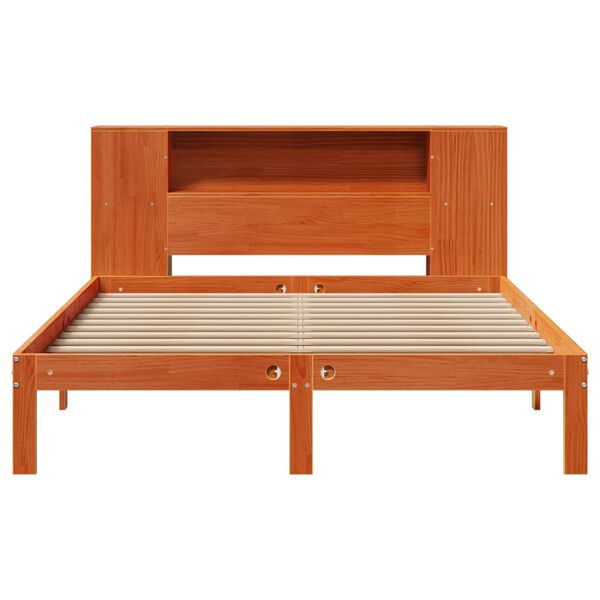 vidaXL Lit bibliothèque sans matelas cire marron 140x190 cm pin massif