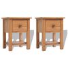 vidaXL Tables de chevet 2 pcs 36x30x47 cm bois de ch&ecirc;ne massif
