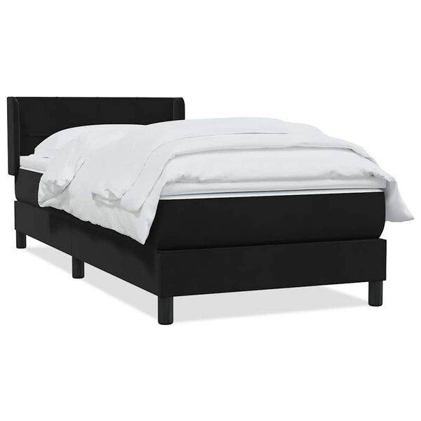 vidaXL Sommier &agrave; lattes de lit avec matelas noir 90x220 cm velours