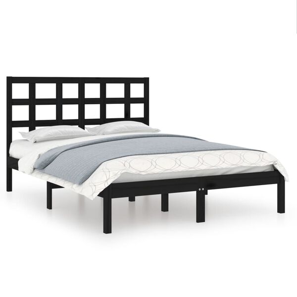 vidaXL Cadre de lit sans matelas noir 150x200 cm bois massif
