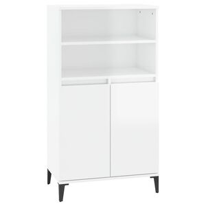 vidaXL Buffet haut Blanc brillant 60x36x110 cm Bois d'ing&eacute;nierie