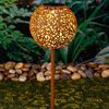 HI Lampe de jardin solaire &agrave; LED 18 cm M&eacute;tal Marron