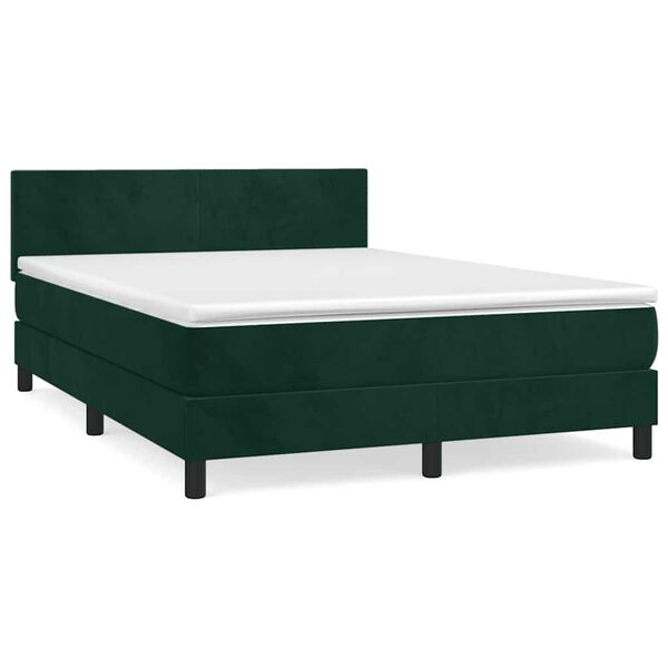 vidaXL Sommier &agrave; lattes de lit et matelas Vert fonc&eacute; 140x200cm Velours