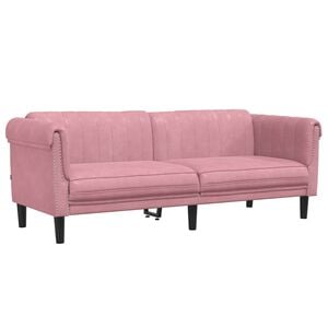 vidaXL Canap&eacute; &agrave; 3 places rose velours