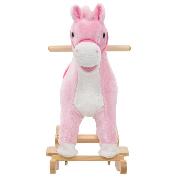 vidaXL Cheval &agrave; bascule Peluche 65x32x58 cm Rose
