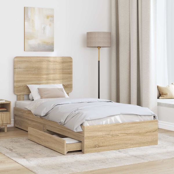 vidaXL Lit de Rangement Ch&ecirc;ne Sonoma 90 x 200 cm Bois d'ing&eacute;nierie