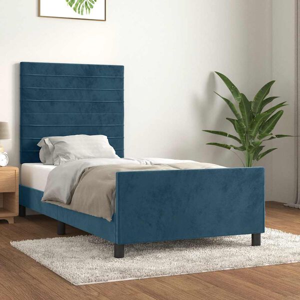 vidaXL Cadre de lit sans matelas bleu fonc&eacute; 80x200 cm velours