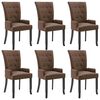 vidaXL Chaises &agrave; manger avec accoudoirs lot de 6 marron tissu