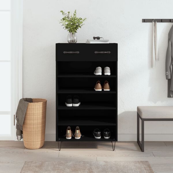 vidaXL Armoire &agrave; chaussures noir 60x35x105 cm bois d'ing&eacute;nierie