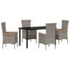 vidaXL Ensemble de salle &agrave; manger pour jardin avec coussin 5 pcs Gris