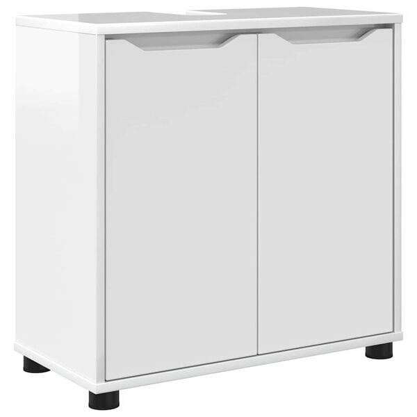 vidaXL Armoire de lavabo de salle de bain avec &eacute;tag&egrave;re Blanc brillant