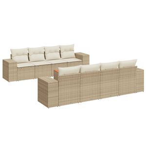 vidaXL Salon de jardin avec coussins 9 pcs beige r&eacute;sine tress&eacute;e
