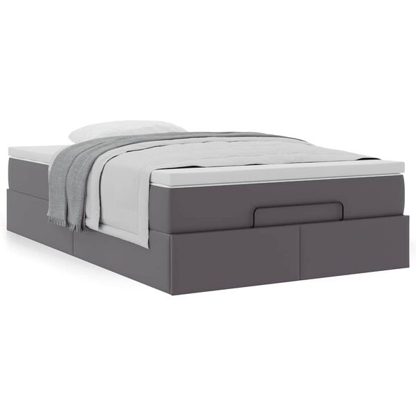 VidaXL Cadre de lit ottoman avec matelas gris 120x190 cm similicuir