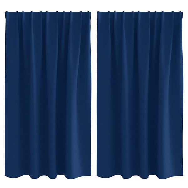 vidaXL Rideaux occultants avec anneaux 2 pcs Bleu fonc&eacute; 140 x 140 cm
