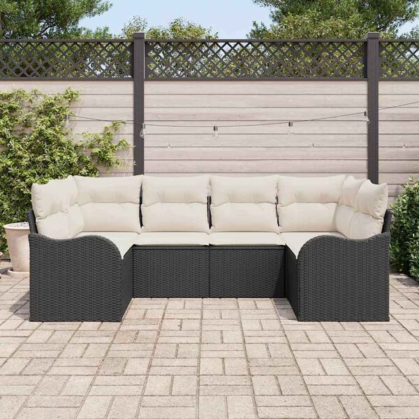 vidaXL Ensemble de canap&eacute; de jardin 6 pcs Noir et blanc Poly rotin