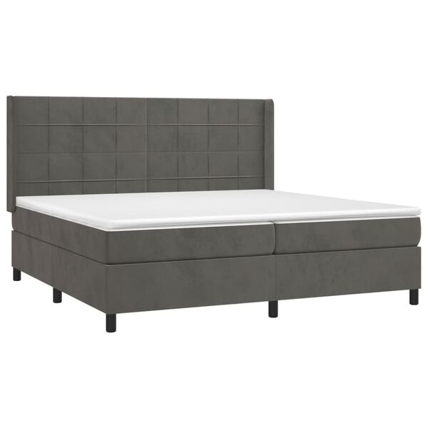 vidaXL Sommier &agrave; lattes de lit et matelas Gris fonc&eacute; 200x200cm Velours