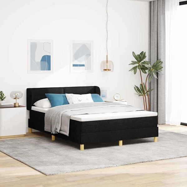 vidaXL Lit &agrave; ressorts avec matelas Noir 160 x 200 cm tissu