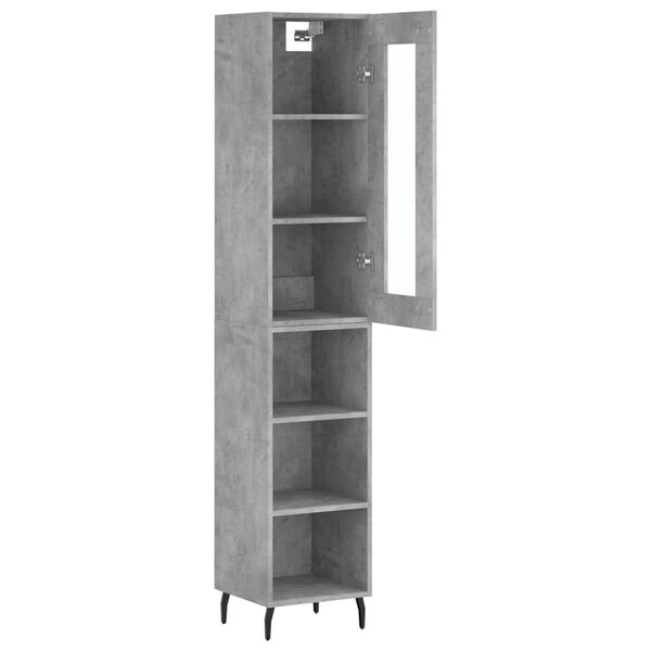 vidaXL Buffet haut Gris b&eacute;ton 34,5x34x180 cm Bois d'ing&eacute;nierie