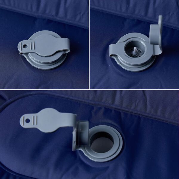 vidaXL Matelas de camping autogonflant oreiller 1 personne bleu marine