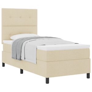 vidaXL Lit &agrave; ressorts avec matelas Cr&egrave;me 80 x 200 cm tissu