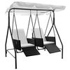 vidaXL Balancelle d'ext&eacute;rieur 2 places avec auvent R&eacute;sine tress&eacute;e Noir