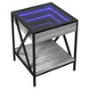 vidaXL Table de chevet avec LED infini sonoma gris 40x40x49 cm